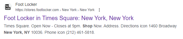 Snippet from Google search results