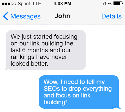 Text conversation providing SEO advice