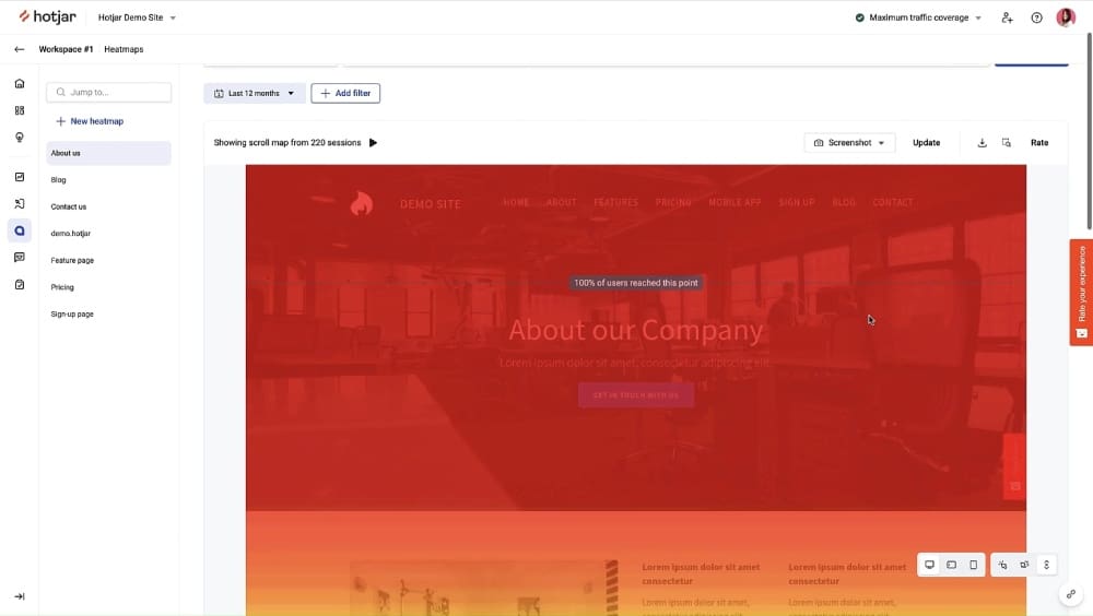 HotJar heat map example