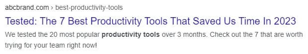 Example of an improved page title and meta description in the SERP