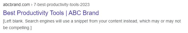 Example of a poor page title and meta description in the SERP