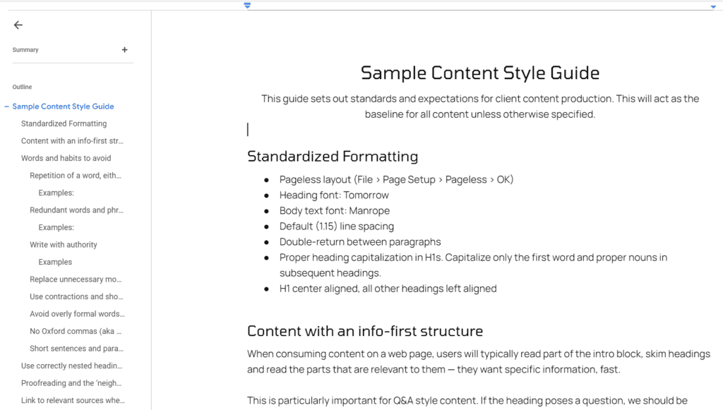 content style guide template for saas companies