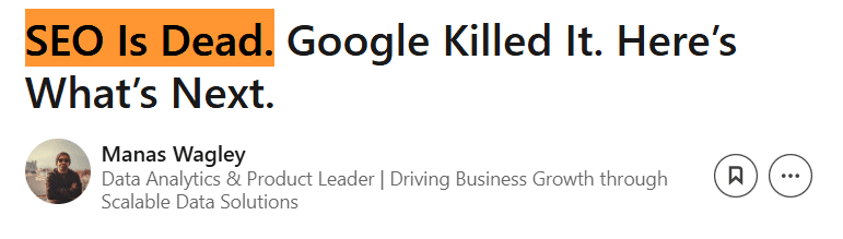 Screenshot from LinkedIn post on SEO