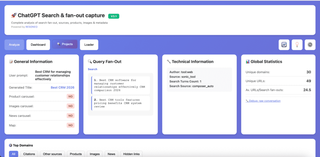 query fan out tool screenshot